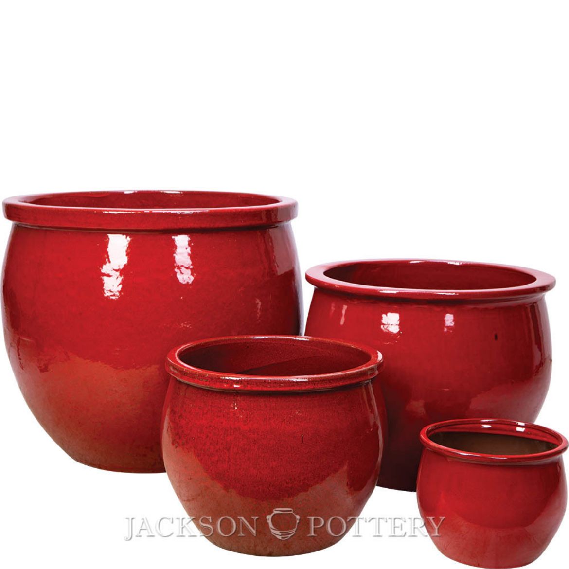 Jackson Pottery Classic Fishbowl Set of 4 A,B,C,D Atomic Red