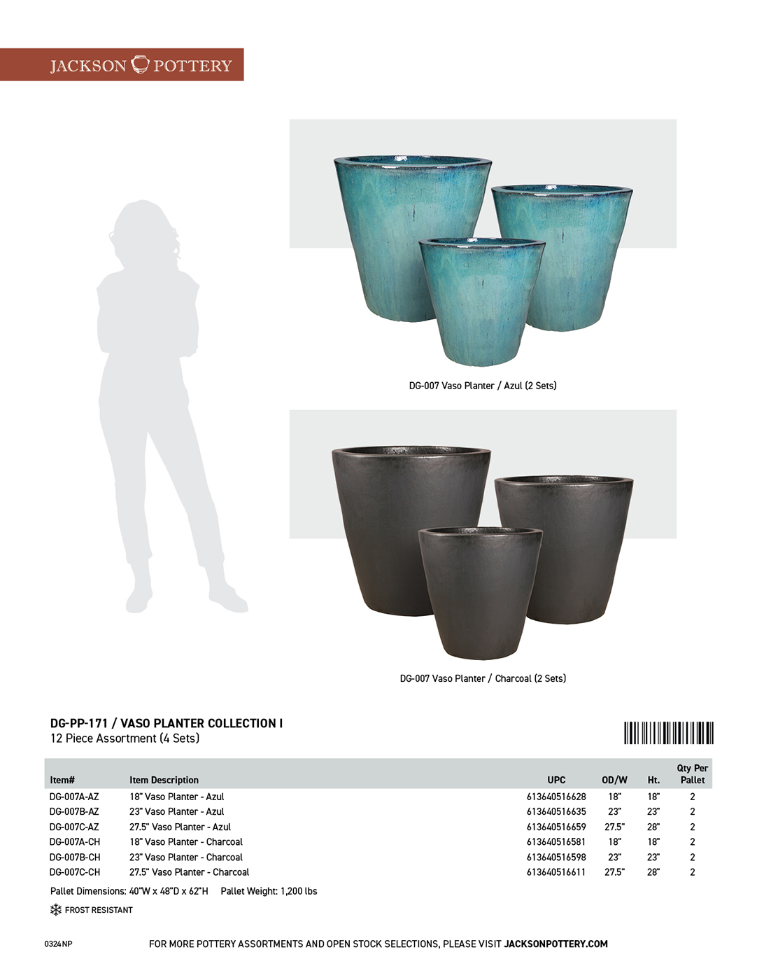 Jackson Pottery | DG-PP-171 (PB25) Vaso Planter Collection I | 12 Pcs ...