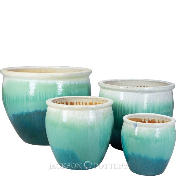 Picture of Fishbowl Set of 4 A,B,C,D - Marble White on Caribbean Blue