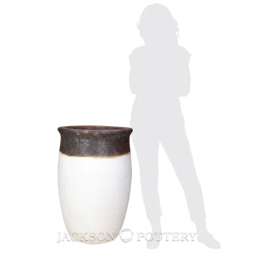 Picture of 20 in. Tall Tarsus Jar Planter - Volcanic Rust/ Matte White