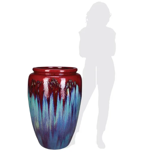 Picture of 25 in. Storage Jar -  Red on Marble Red