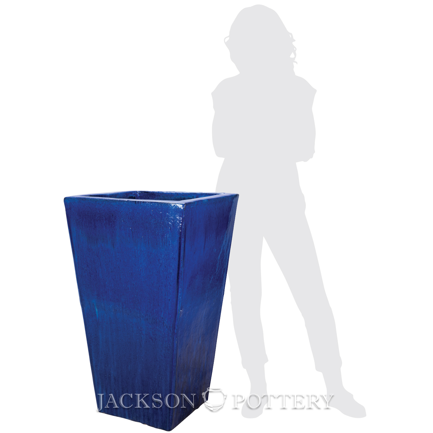 Jackson Pottery | 19 in. Tall Square - Falling Blue