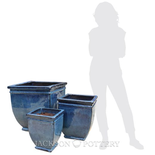 Picture of Hudson Square Planter Set of 3 A,B,C - Turquoise